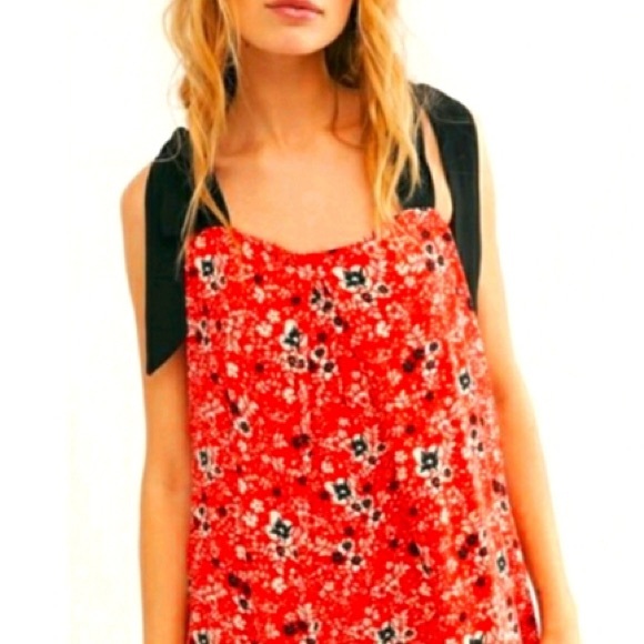 Free People Cecelia Jumpsuit in Red Combo Sz S - Picture 3 of 14